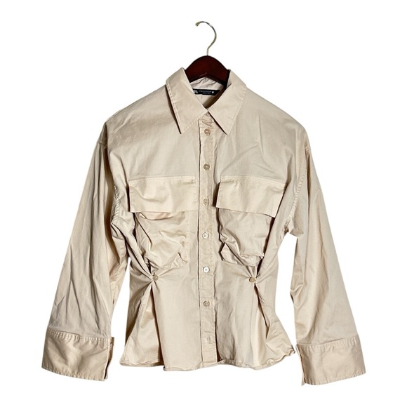 Zara Tops - Zara Cream Cargo Shirt Size XS
